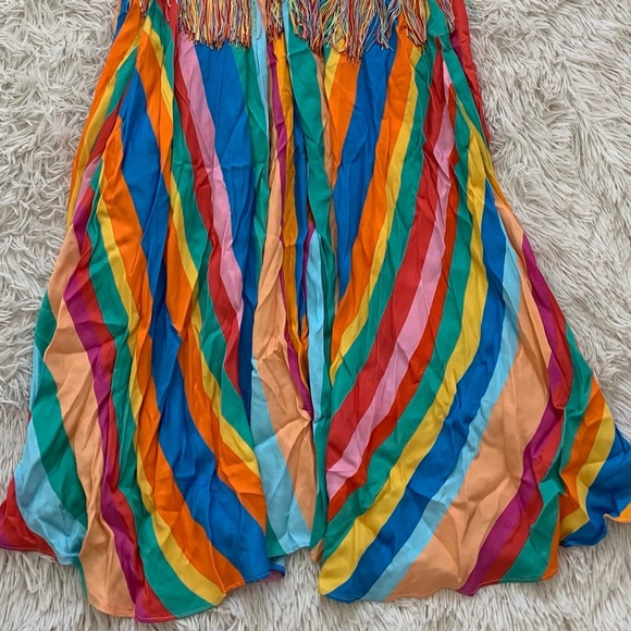 NWT farm rio striped scarf wrap maxi dress in rainbow - Picture 10 of 11